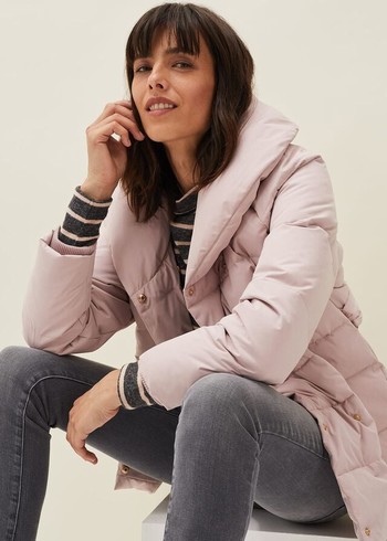 Phase Eight Kyra Wrap Puffer Coats Pink USA | 0974256-VA